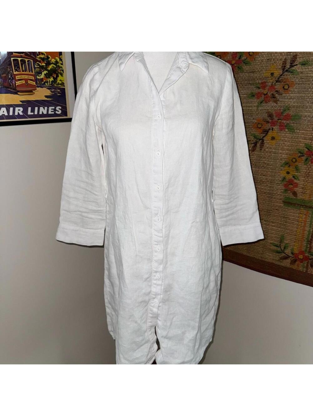 L'AGENCE Linen Bella 3/4 Sleeve Shirtdress